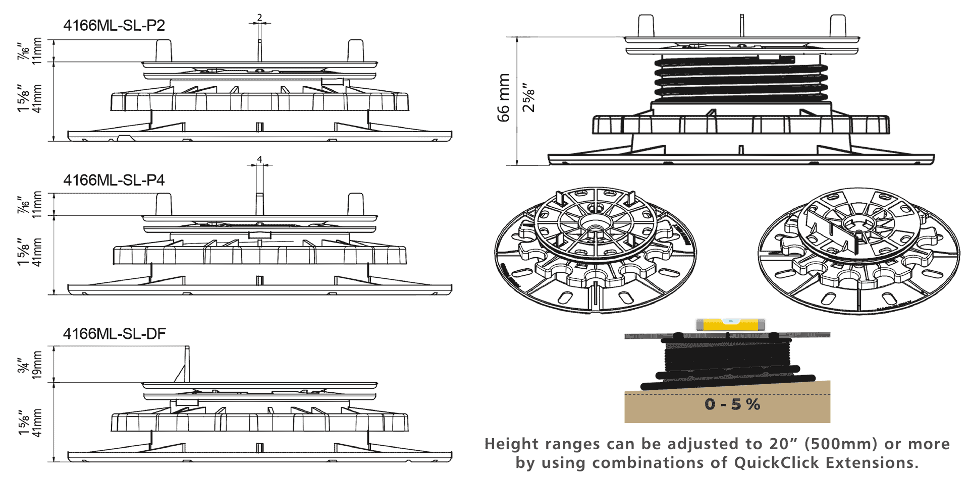 Stratarise 4166 Self Leveling Pedestals - Technical Data